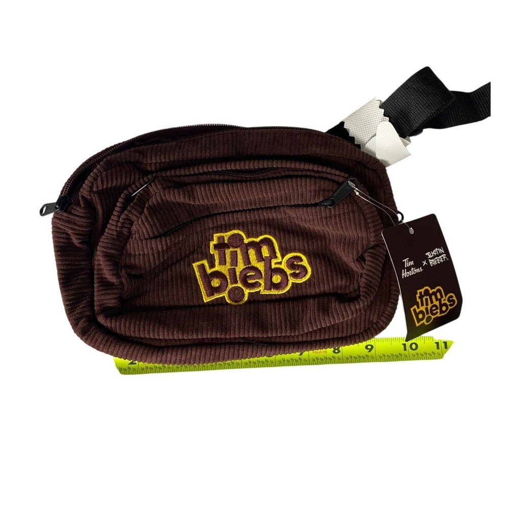 Tim Hortons Justin Bieber Timbiebs Fanny Pack Brown Corduroy Waist Bag NWT